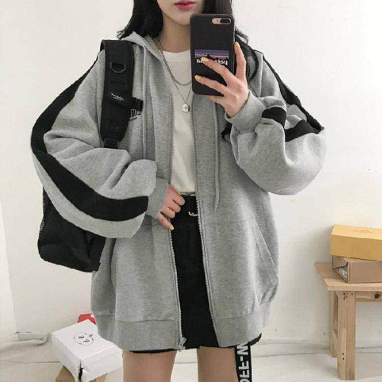 原宿风bf外套女春秋2019新款秋冬百搭宽松韩版薄卫衣加绒女ins潮