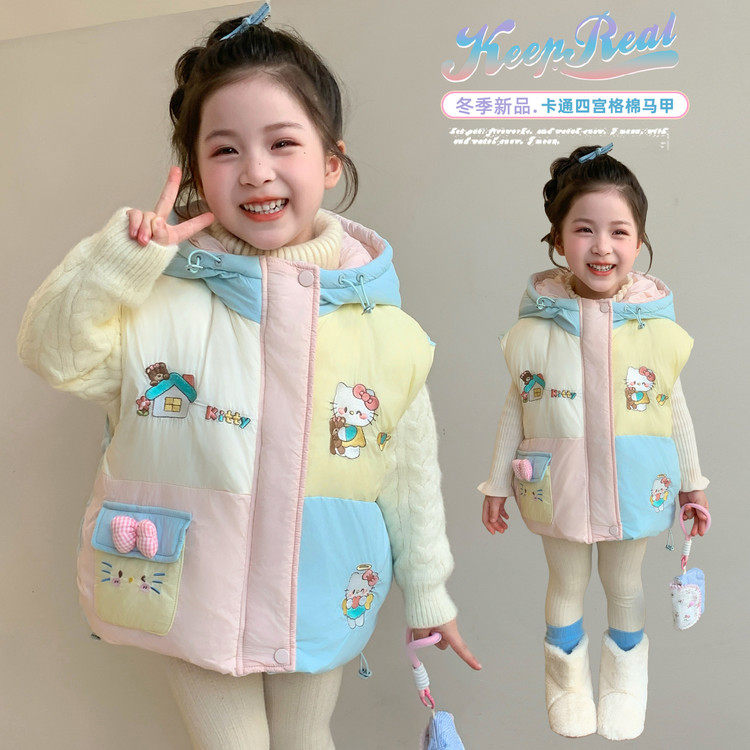 刺绣连帽(不可脱卸)常规款聚酯纤维拉链马甲,童装/婴儿装/亲子装,马甲,淘宝优惠券,粉丝福利购,淘宝优惠卷