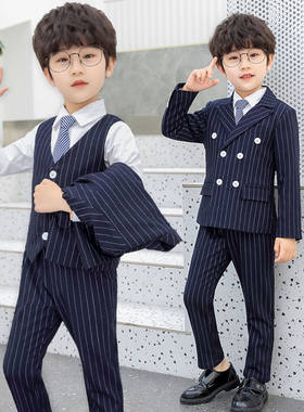 2022秋冬新款童条纹小西装儿童礼服花童主持演出西服套装
