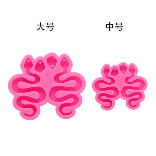 diy硅胶镜面滴胶两款蛇形钥匙扣模具 水晶蛇形挂件钥匙扣硅胶模具