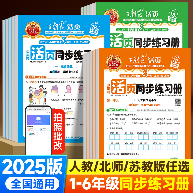 2025版王朝霞小学活页同步练习册