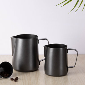 KOUPHIN拉花杯黑色尖嘴咖啡拉花缸加厚不锈钢奶泡器350ml600ml