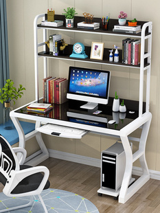 桌写字桌家用卧室简约书桌书架组合一体桌学生学习桌 简易电脑台式