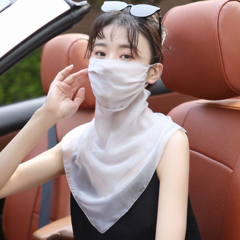 夏季真丝薄款防晒护颈面纱