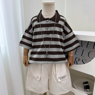 凉感两件套小男孩宝宝韩版 短袖 短裤 潮 帅气polo衫 套装 男童夏季 薄款