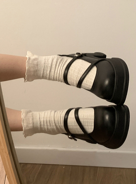 黑色圆头高跟厚底小皮鞋女2026新款春季百搭日系复古法式玛丽珍鞋