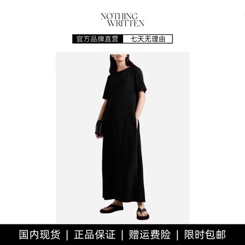 【现货】NOTHING WRITTEN日本进口高弹三醋酸极简短袖长连衣裙