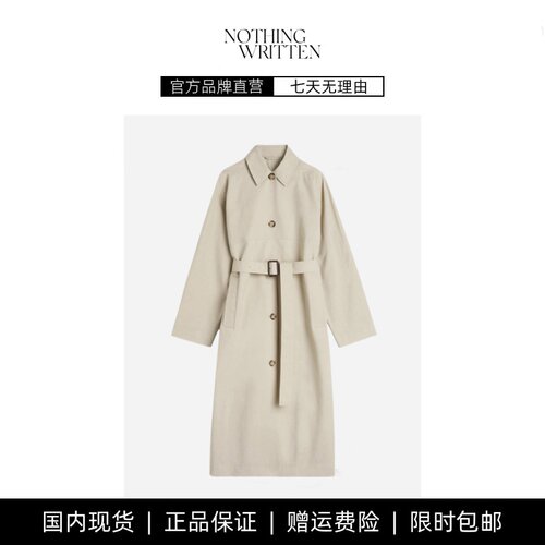 【现货】NOTHING WRITTEN小众极简风衣女单排扣系腰带长款外套女
