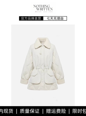 【现货】NOTHING WRITTEN翻领束腰羽绒服羊羔毛巴恩风保暖外套女