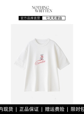 【现货】NOTHING WRITTEN休闲白色刺绣T宽松显瘦短袖小羊刺绣针织