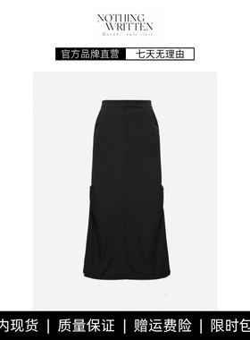 【现货】NOTHING WRITTEN简约纯色中长款工装半身裙半裙黑色裙子