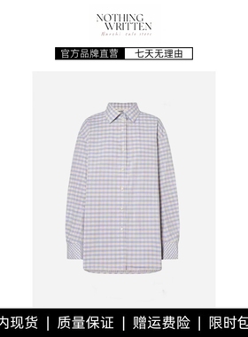 【现货】NOTHING WRITTEN海盐撞奶蓝白格子衬衫宽松慵懒风衬衣女