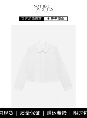 【现货】NOTHING WRITTEN棉质箱型长袖白色衬衫女 秋通勤衬衣上衣