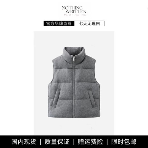 【现货】NOTHING WRITTEN羽绒服马甲磨毛无袖立领白鸭绒羽绒外套