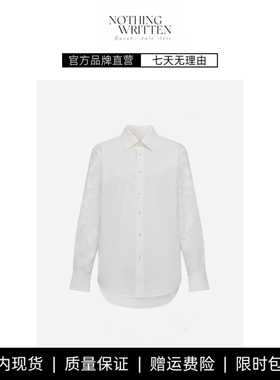 【现货】NOTHING WRITTEN简约白色剪花拼接衬衣衬衫简约通勤上衣