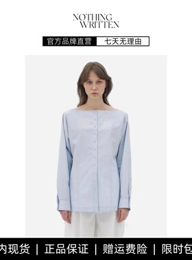 【现货】NOTHING WRITTEN衬衫上衣女小众设计感长袖衬衣蓝色上衣
