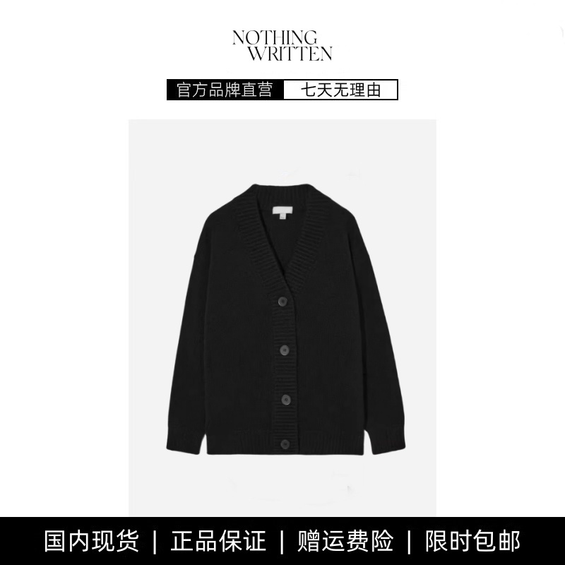 【现货】NOTHING WRITTEN宽松版型V领羊毛罗纹针织开衫外套冬季款