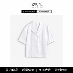 【现货】NOTHING WRITTEN休闲版型翻驳领短袖衬衫夏纽扣短裤套装