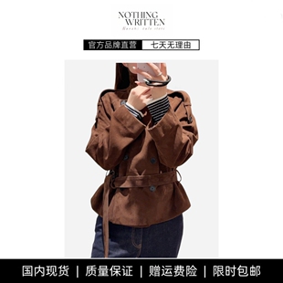 【现货】NOTHING WRITTEN刘雯同款廓型外套复古风麂皮绒收腰夹克