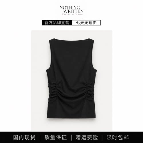 【现货】NOTHING WRITTEN女装修身版型腰部抽褶背心新品无袖上衣