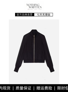 【现货】NOTHING WRITTEN微透立领长袖夹克外套女 黑色通勤上衣
