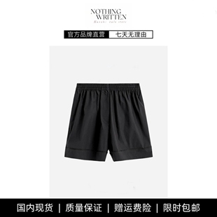 【现货】NOTHING WRITTEN休闲版型松紧棉质短裤黑色夏季新品裤子