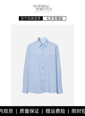 【现货】NOTHING WRITTEN蓝色通勤棉质长袖衬衫女 百搭衬衣上衣