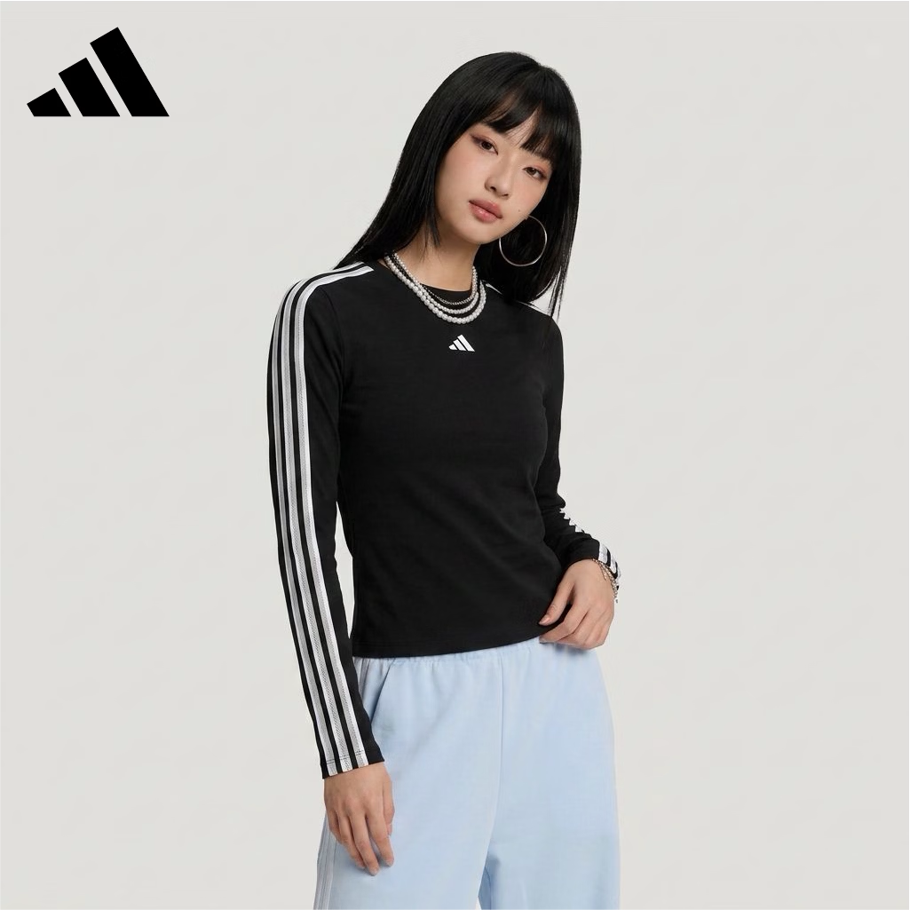 adidas阿迪达斯女子FAV 3S LS TEE三条纹运动休闲长袖T恤KZ1556