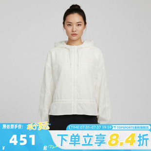 adidas阿迪达斯三叶草女子三条纹运动休闲连帽夹克薄外套KS2875