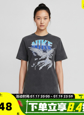 NIKE耐克女子时尚宽松潮流印花运动休闲圆领短袖T恤IW1198-060