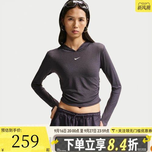 NIKE耐克女子AS LS HOODED SHEER运动休闲套头衫卫衣IX7068-013