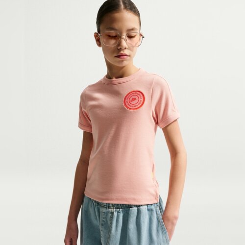 NIKE耐克女大童G NSW CLN SS RIB TOP运动休闲短袖T恤IF2757-800
