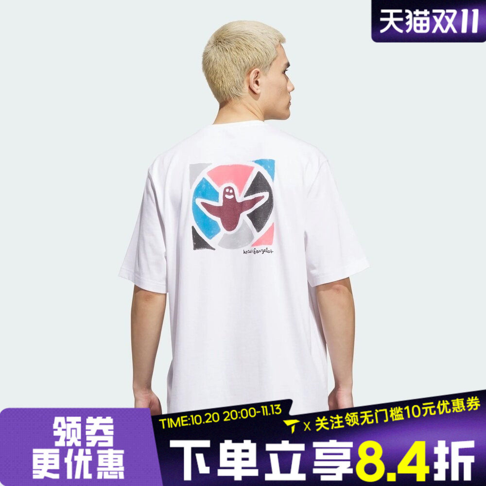 adidas阿迪达斯三叶草男子时尚印花运动休闲圆领短袖T恤KQ6272