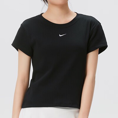 滔搏NIKE耐克女子刺绣LOGO运动休闲圆领短袖T恤HV4995-010