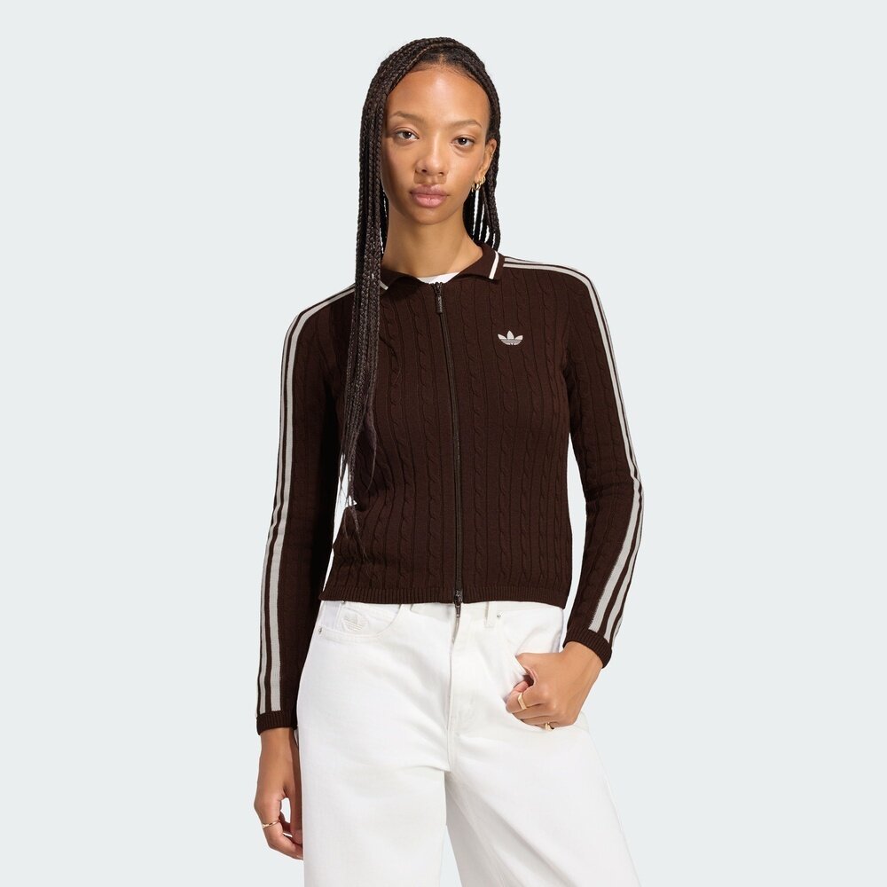 adidas阿迪达斯三叶草女子KNIT FZ运动休闲针织开衫外套LI0052