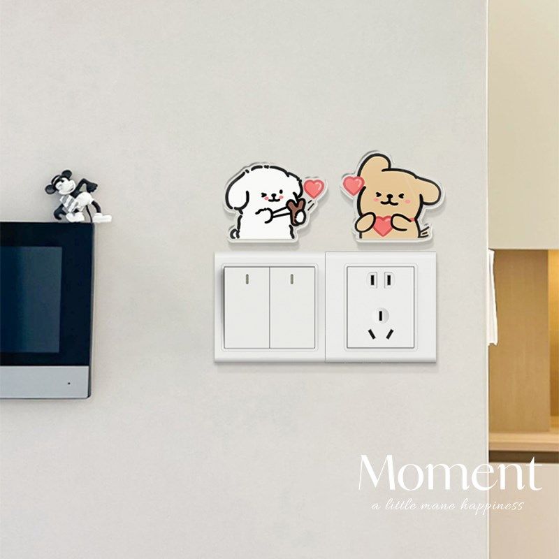 新爱心狗开关装饰墙贴家s用开关贴创意亚克力墙上遮丑贴画插座保,家居饰品,开关贴,淘宝优惠券,粉丝福利购,淘宝优惠卷