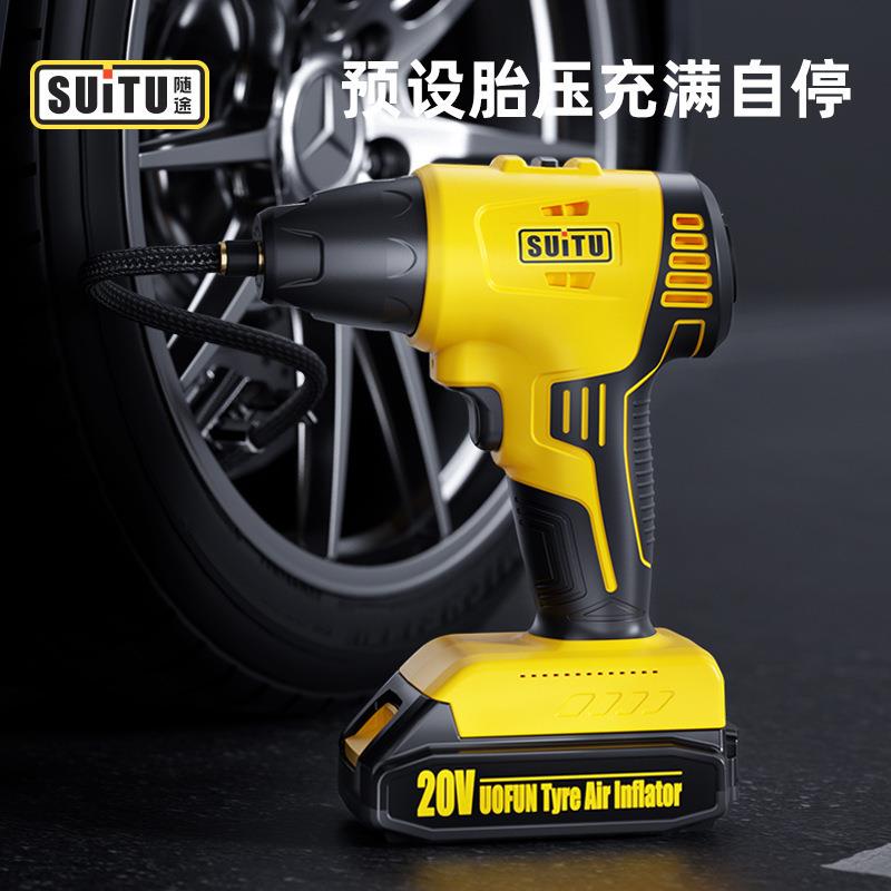 电动轿车轮胎高压无线车载充气泵车用便携式汽车用4米2货车打气泵