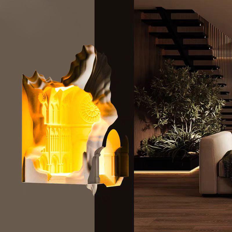 瓦豆非完全对称转角石膏灯 简约现代个性酒吧客厅柱角灯墙角壁灯