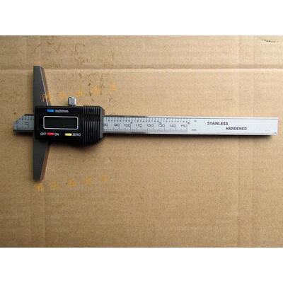 上海数显深度尺150/200/300电子单钩双沟针细杆深度游标卡尺恒量