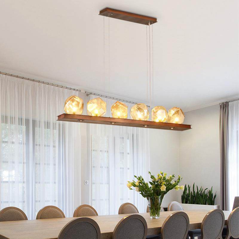 美式简约现代吧台吊灯不规则玻璃灯北欧轻奢创意个性餐厅长条吊灯