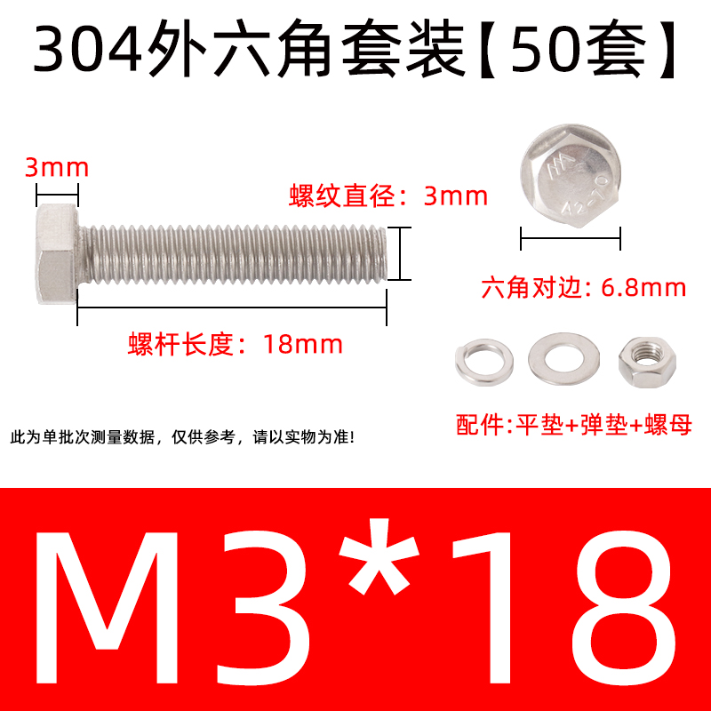 304不锈钢外六角螺丝螺母加长螺栓套装大全螺纹螺杆配件M5MX6M8M1