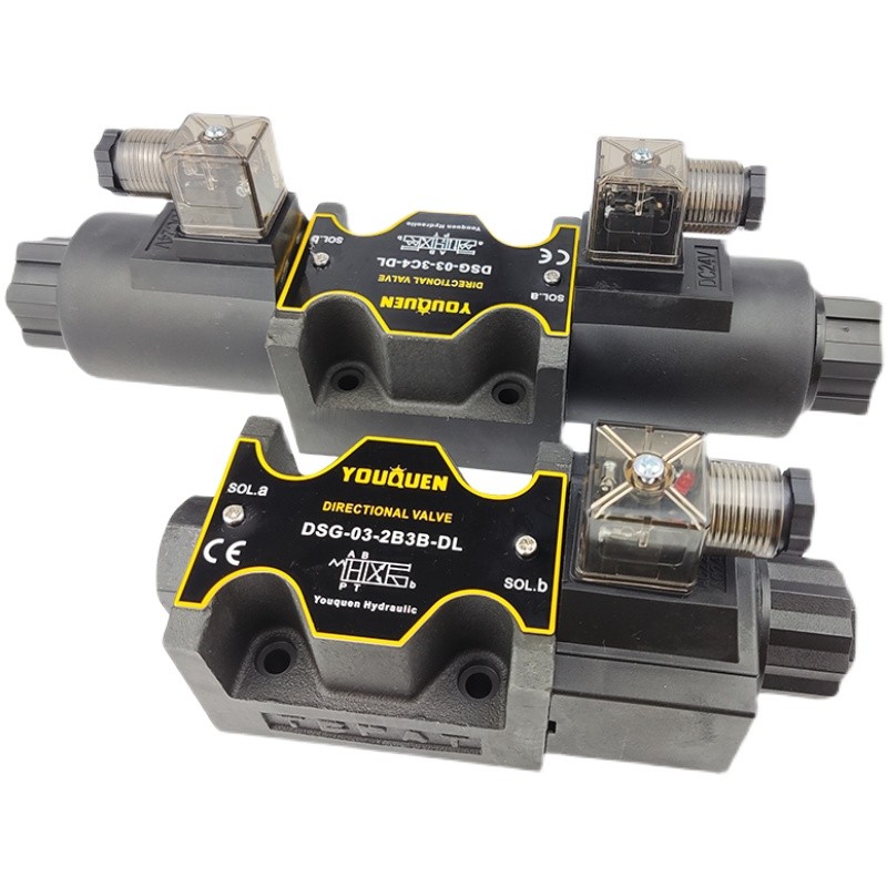 液压双向电磁换向阀单双头DSG-03-3C2/D3C4/3C6 DC24/220V三位四