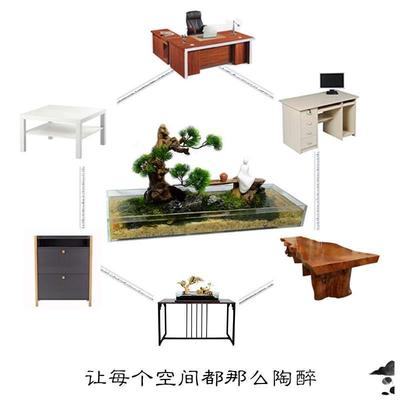 水陆缸微景观造景套餐植物超白材A料骨架方缸小鱼缸玻璃40小型装