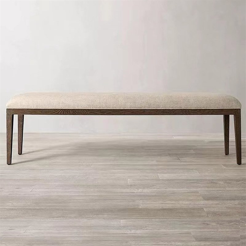 出口外贸RH橡木床尾凳美式乡村床边沙发实木长凳门厅换鞋凳长条凳