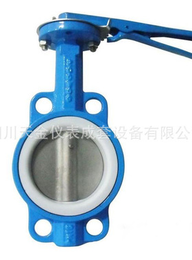 手柄对夹四氟蝶阀D71F-16不锈钢304板铁板蝶阀D71X-16P橡胶蝶阀