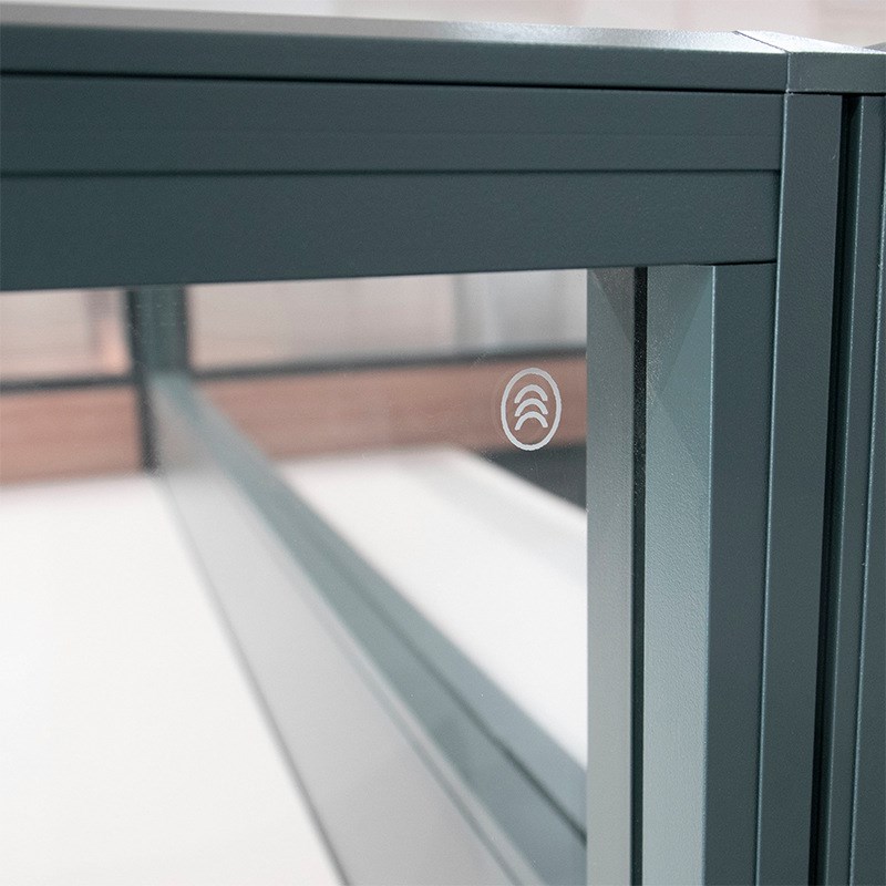 新款碧岚绿铝合金职员办公桌玻璃屏风办公室卡位单人财务办公桌子