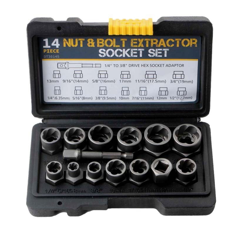 14pcs NUT BOLT EXTRACTOR SOCKET SET 反牙套筒取出器