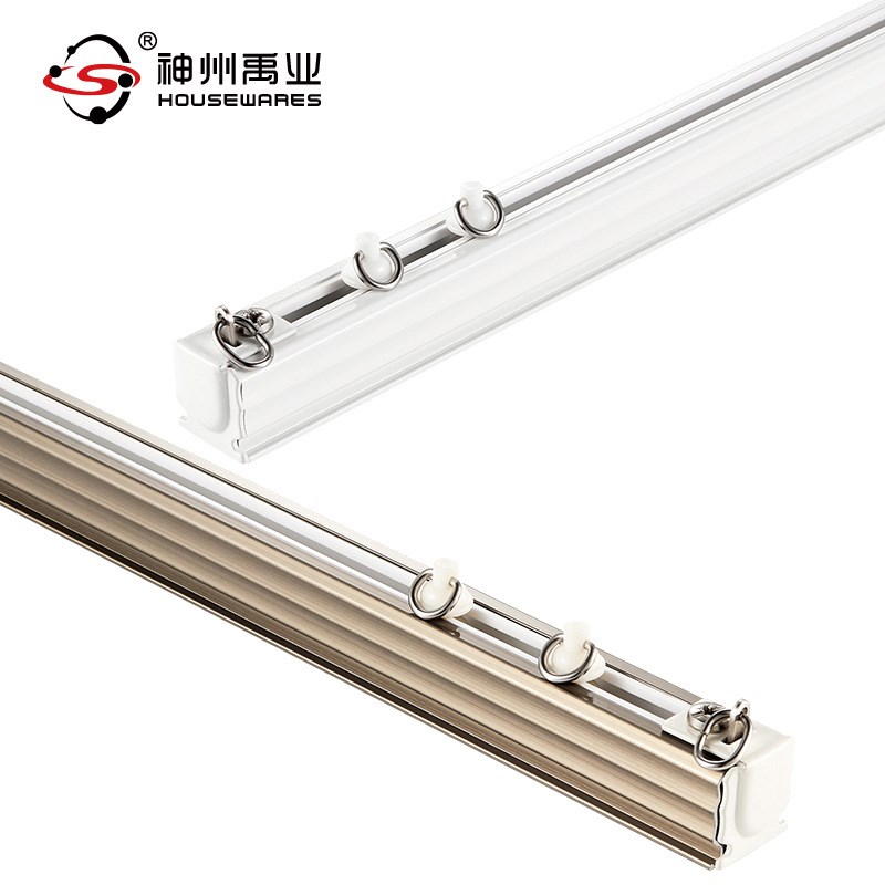 加厚铝合金窗帘轨道单双轨顶侧装窗帘导轨静音窗帘杆滑轨