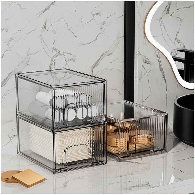 轻奢大容量化妆品收纳盒桌面口红盒化妆品收纳柜梳妆台防尘收纳箱