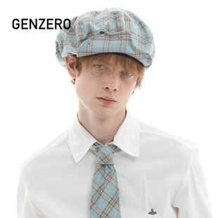 GENZERO「clo」黄子弘凡同款 水洗做旧拉链云朵贝雷帽格子画家帽